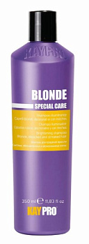 Шампунь для волос Kaypro Special Care Blonde для придания яркости кристаллами с сапфиром для светлых обесцвеченных и мелированных волос, 350 мл